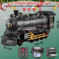 BUBUQE Christmas train emits smoke for magical ambience.