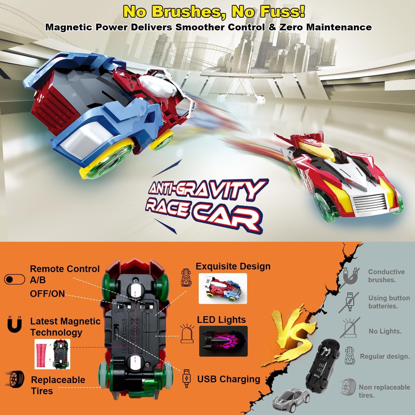 Two rechargeable BUBUQE cars for thrilling two-player races.