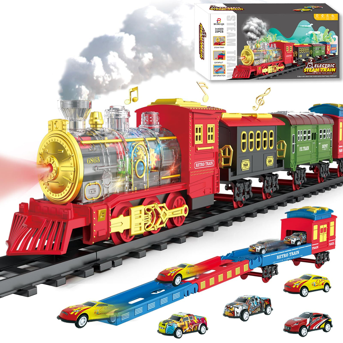 BUBUQE electric train engine locomotive boosts immersive play and storytelling for kids