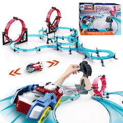 BUBUQE slot car track assembly for instant racing setup.