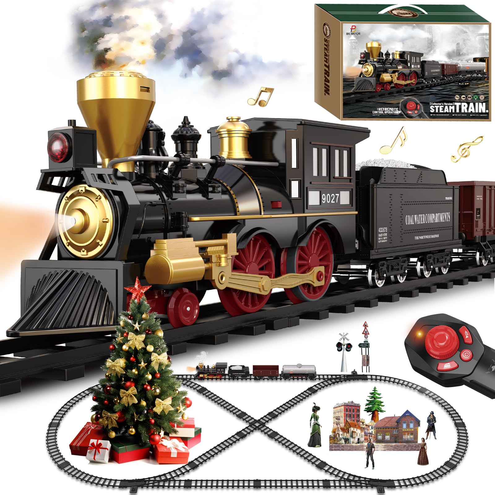 BUBUQE steam locomotive train offers classic design for imaginative play.