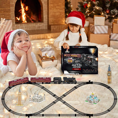 BUBUQE modular track layout for tree-side toy railway fun.
