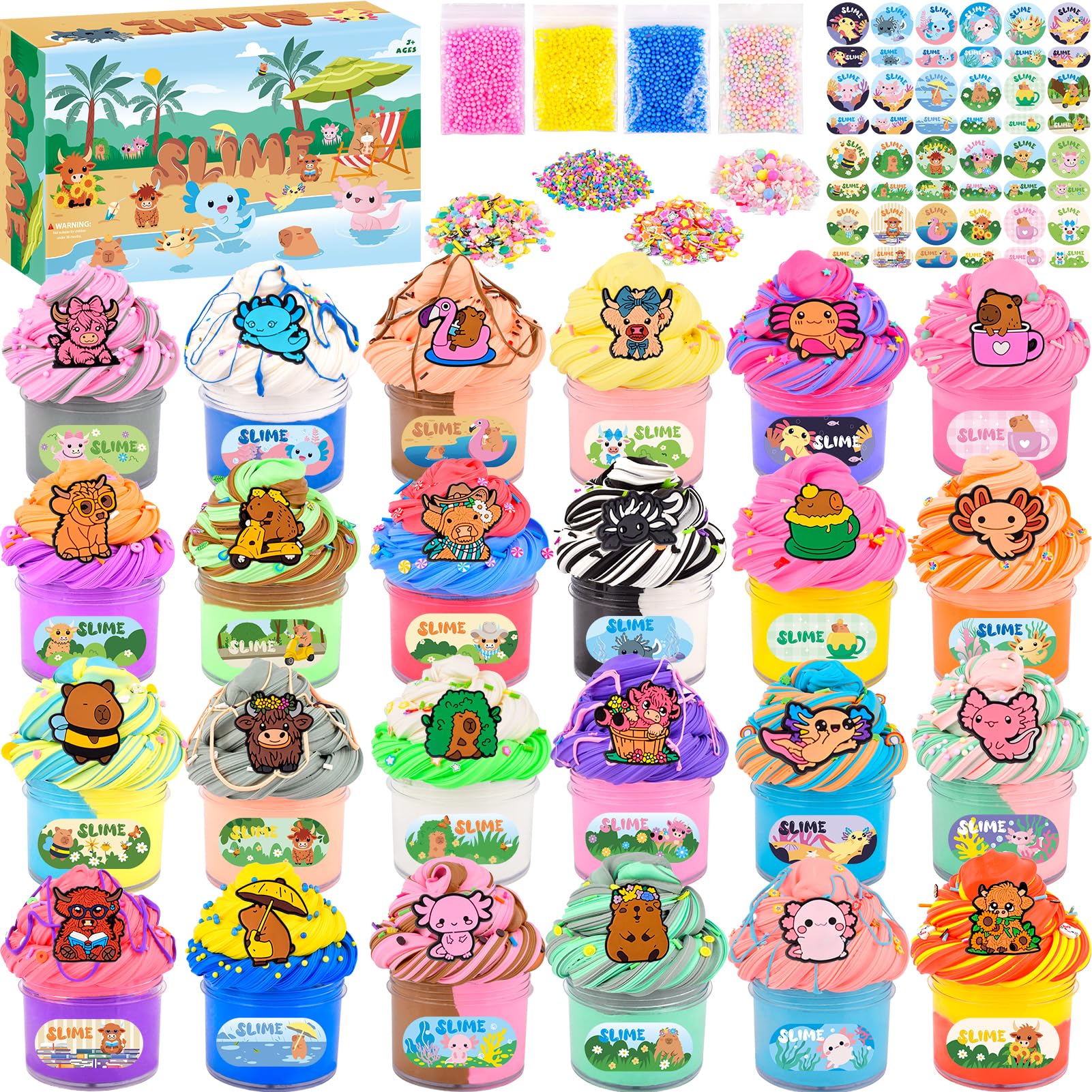 Bucaikein axolotl slime jar showcases soft texture for calm sensory play.
