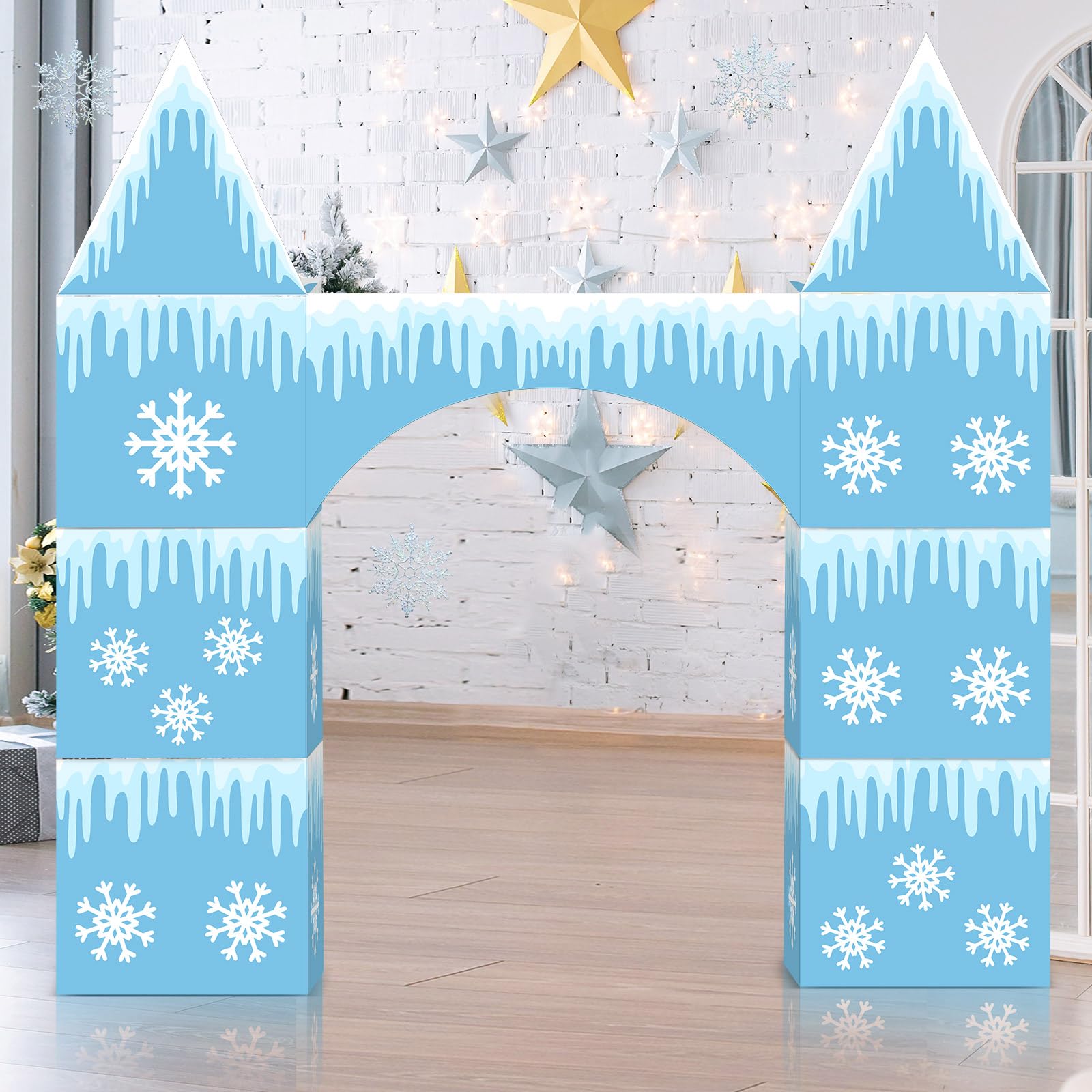 Bucherry Wonderland snowflake arch at 25.6 inches frames the castle entrance