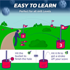 bucketgolf Original Game 3-Hole Travel Set shown with in-house design and support
