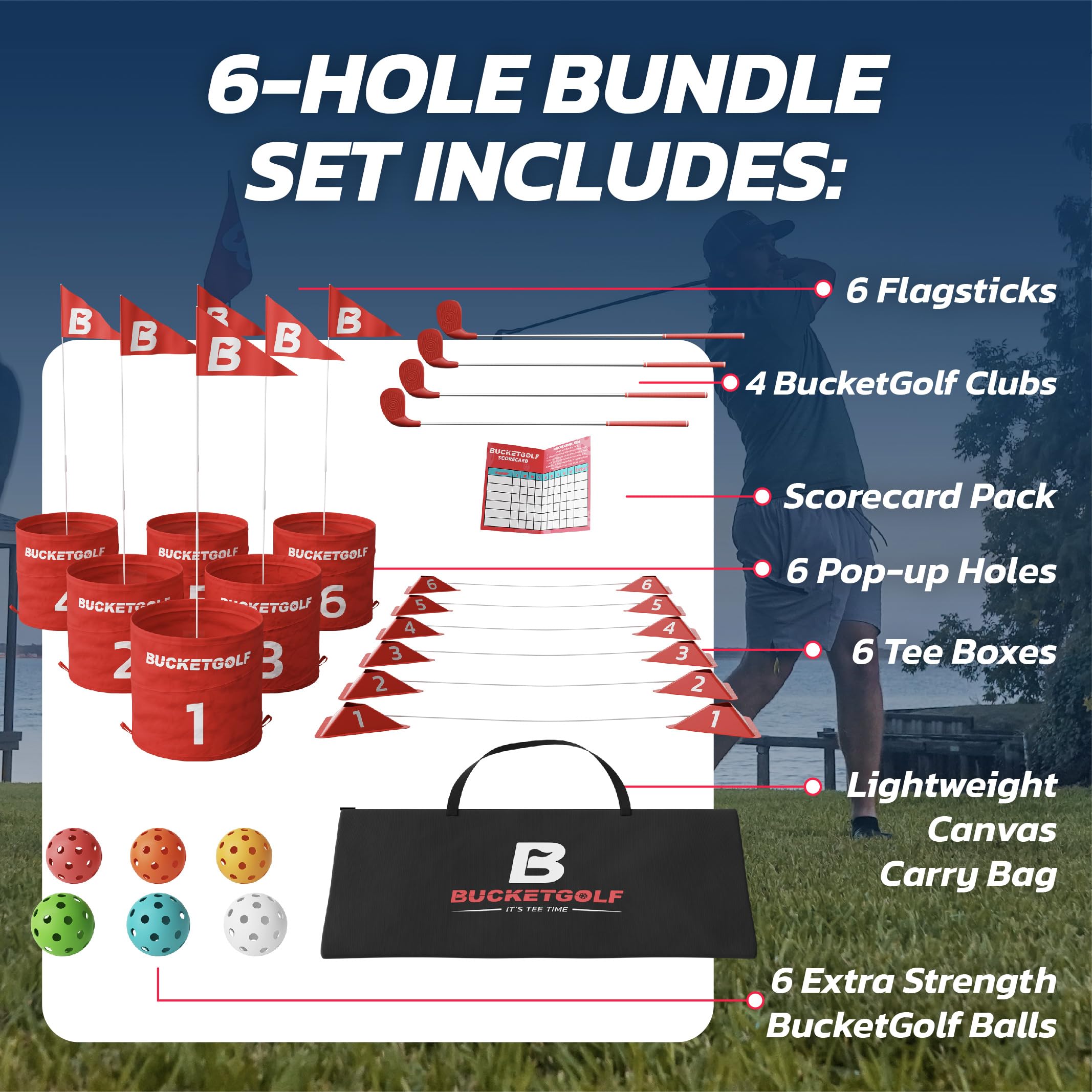 Bucketgolf portable carry bag makes park or beach trips simple.