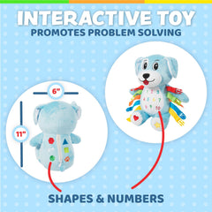 Buckle Toys Barkley Dog clip-on design makes travel with toddlers easy.