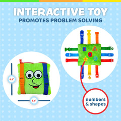 Soft green plush Buster Square plush design suitable for quiet, focused play.