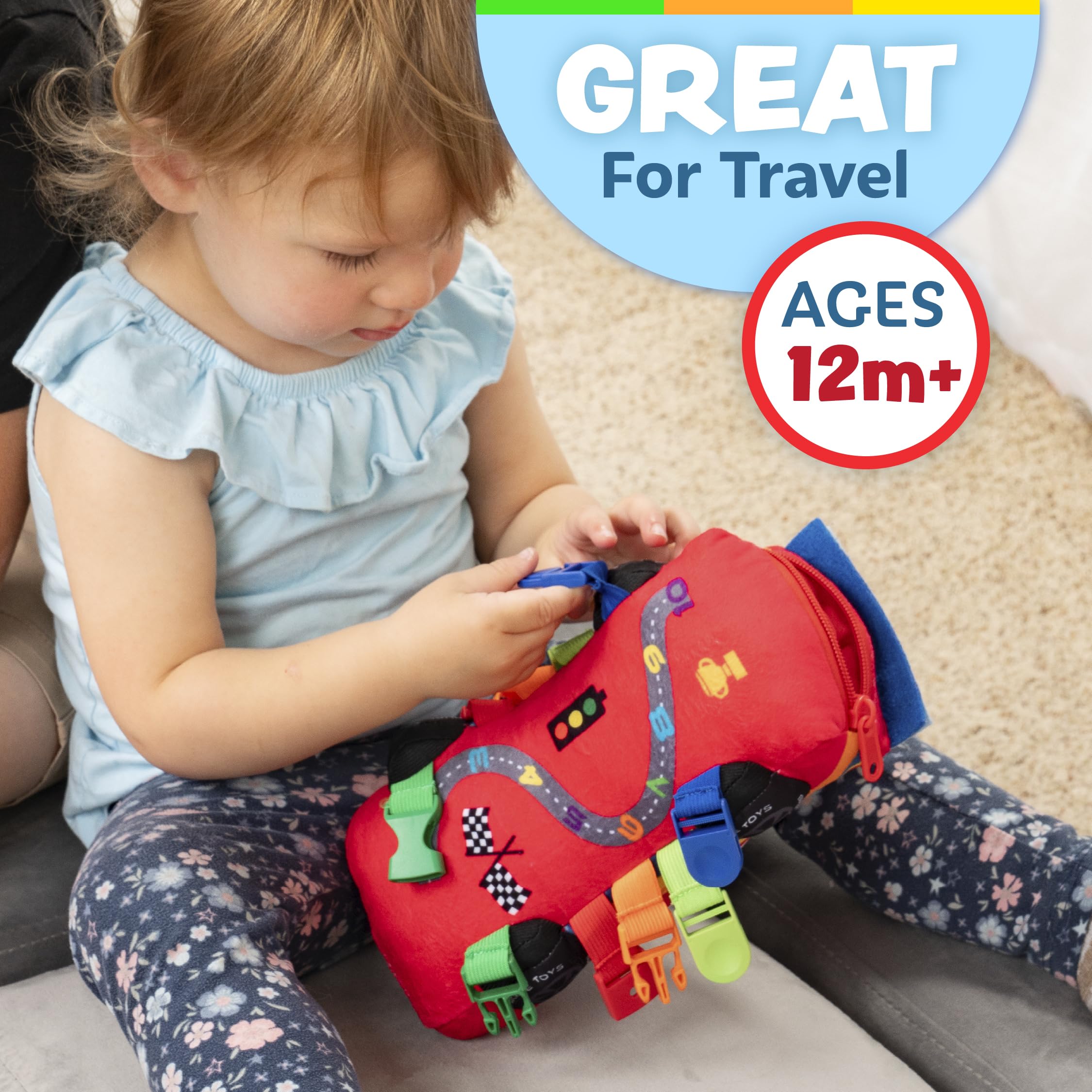 Imaginative Buckle Toys Bullet Racecar play invites racing stories and role play.