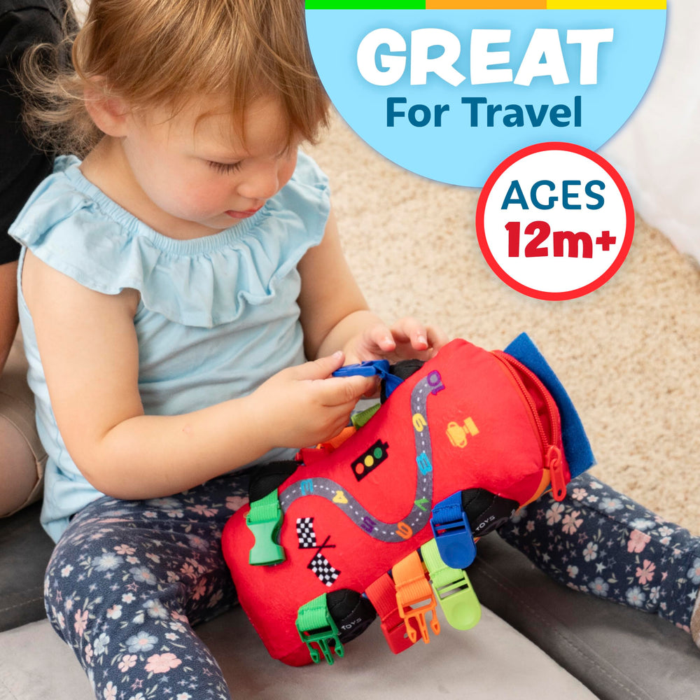 Imaginative Buckle Toys Bullet Racecar play invites racing stories and role play.