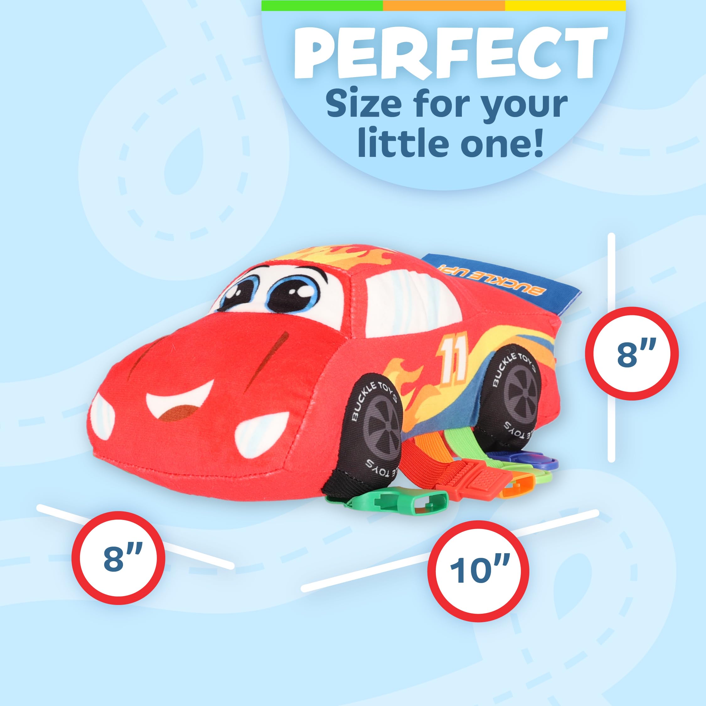 Travel-friendly Bullet Racecar by Buckle Toys is perfect for car trips and plane journeys.