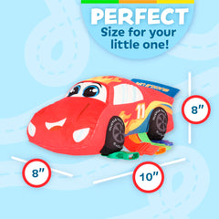 Travel-friendly Bullet Racecar by Buckle Toys is perfect for car trips and plane journeys.