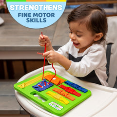 Buckle Toys Busy Board zipper with shapes underneath for problem solving