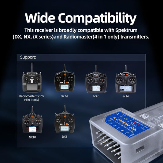 Buddy RC DSMP 6-CH receiver compact design allows easy installation in tight airframes.