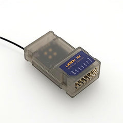 Buddy RC DSMP 6-CH receiver exterior with sturdy build for reliable flights.