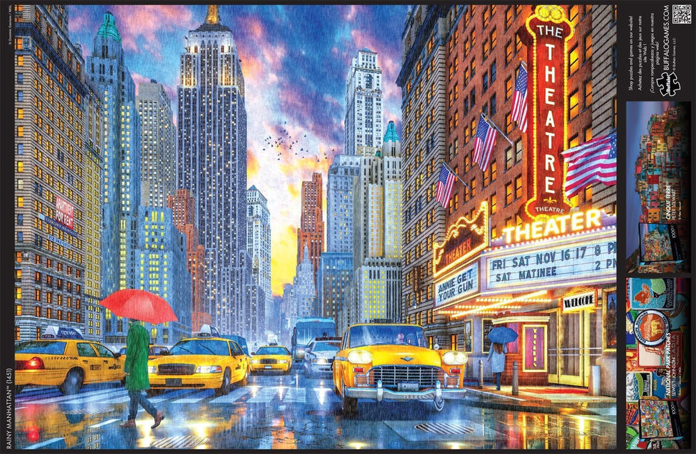Buffalo Games Rainy Manhattan city reflections, vivid ambiance for game night.