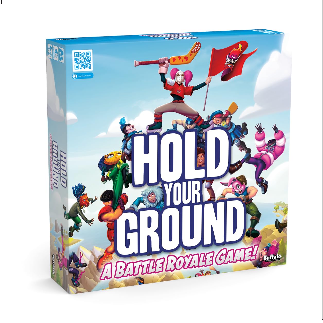 Buffalo Games Hold Your Ground gameboard with tiles for fast-paced strategy battles.