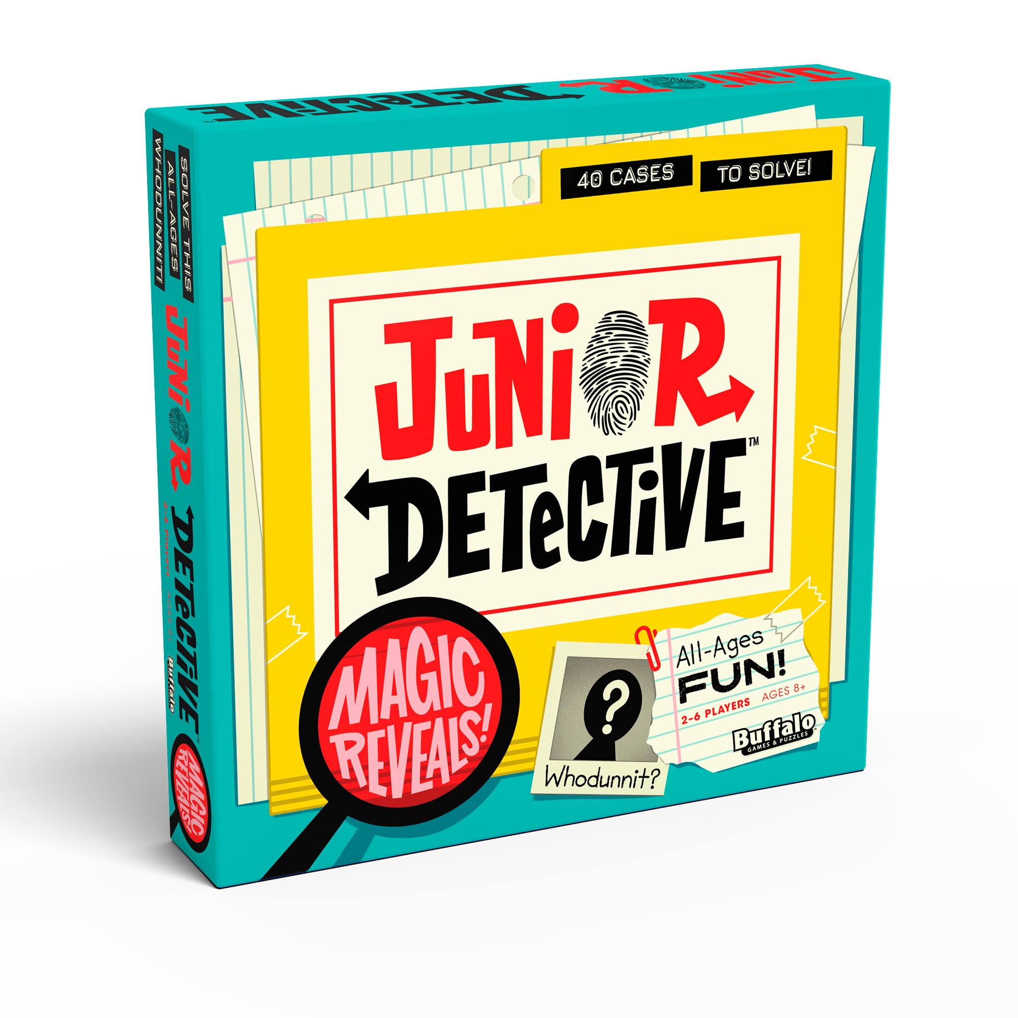 Buffalo Games Junior Detective spy glass reveals clues during play.
