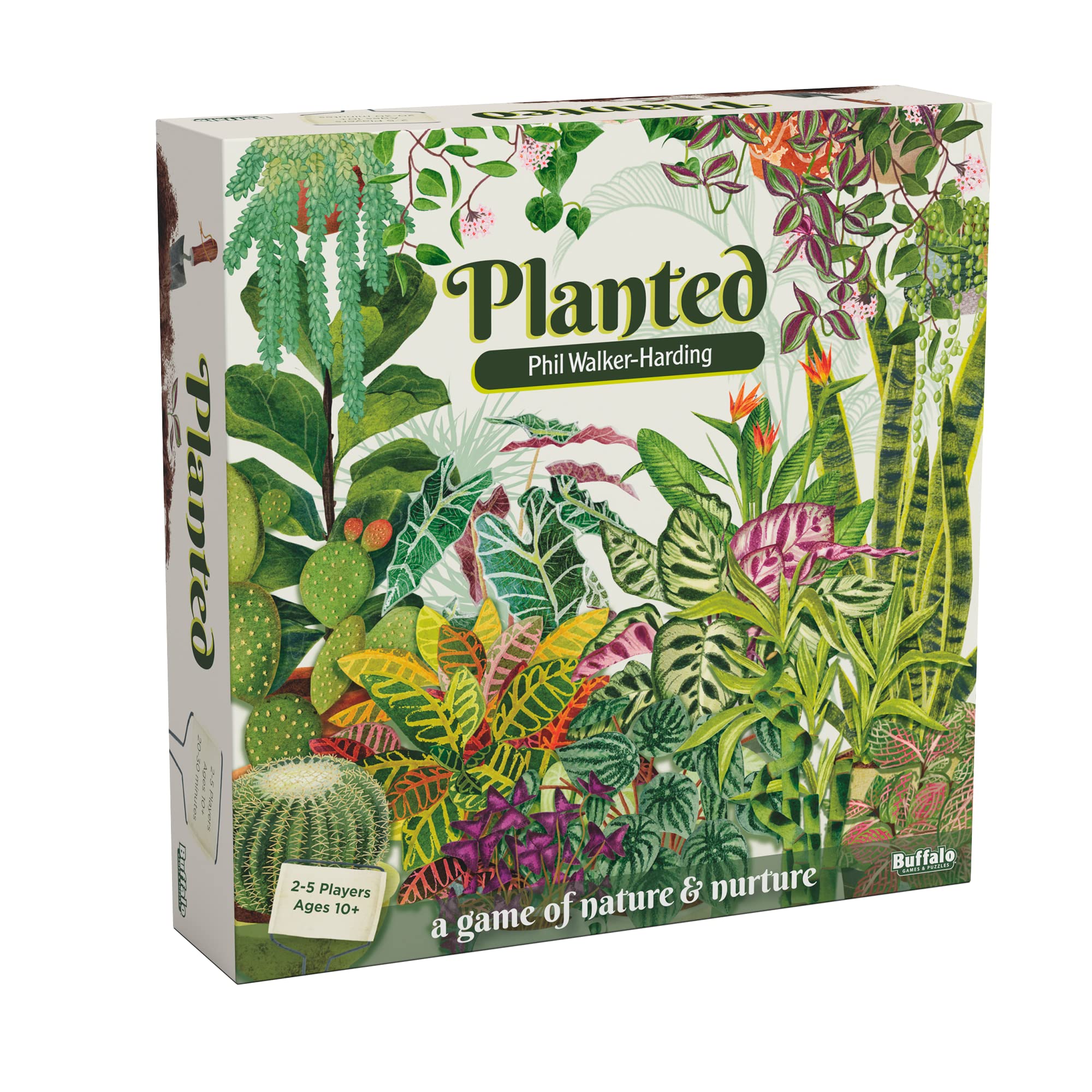 Buffalo Games Planted varieties close-up highlights 42 plant options for diverse play.