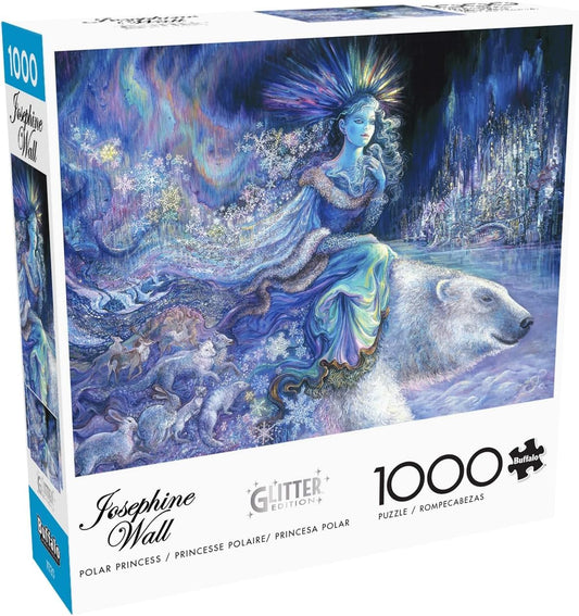 Buffalo Games Polar Princess puzzle cover with glittery winter art for cozy evenings.