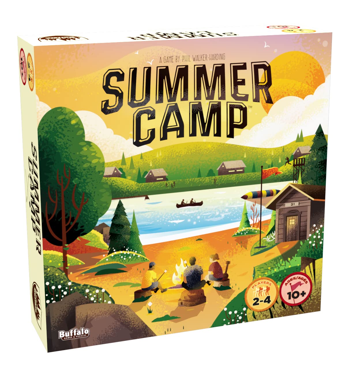 Buffalo Games Summer Camp activity packs showcase vibrant cards for strategic deck-building and competition