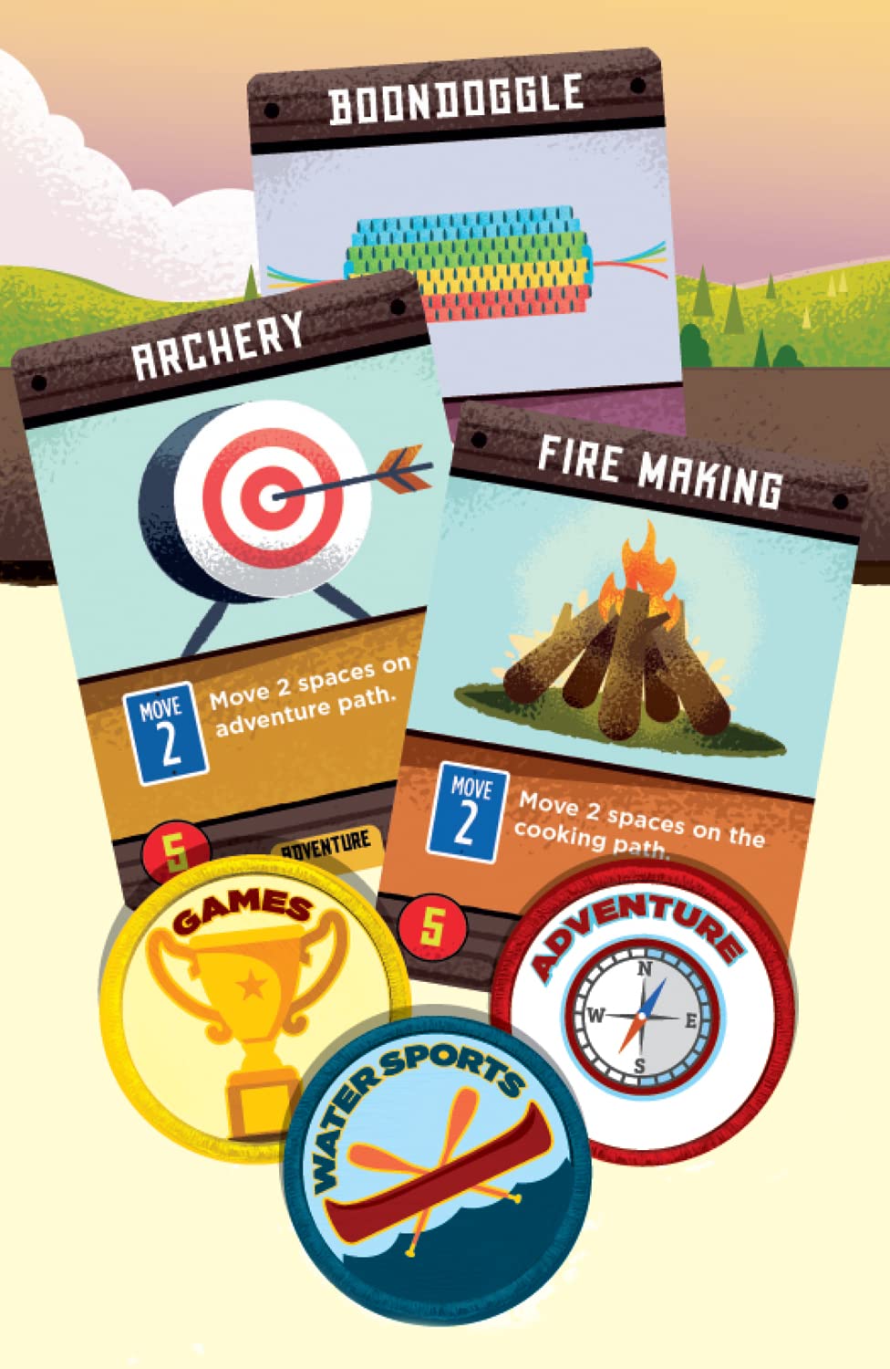 Buffalo Games Summer Camp pawns show player markers for clear turn tracking