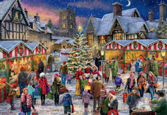 Buffalo Games Winter Village Festival puzzle carolers center square creates holiday mood while puzzling.