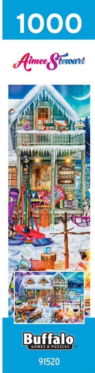 Buffalo Games Winterland Fun 1000-piece puzzle spans a generous 26.25 by 19.75 inches.