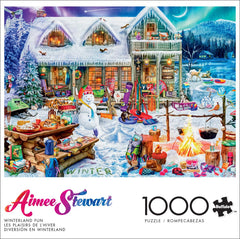 Buffalo Games Winterland Fun smores pile detail invites cozy family bonding during puzzle time.