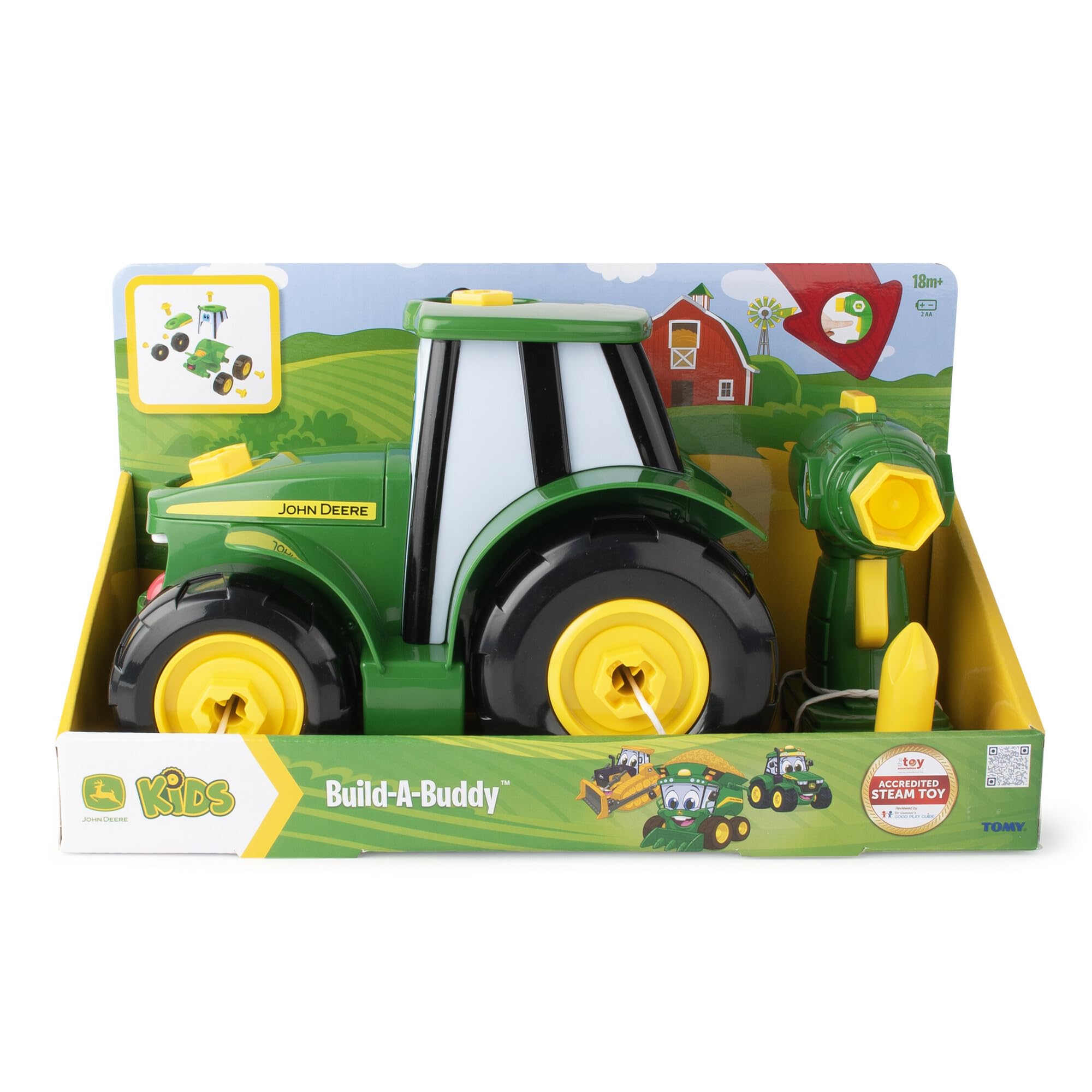 Gift-ready John Deere tractor set perfect for birthdays.
