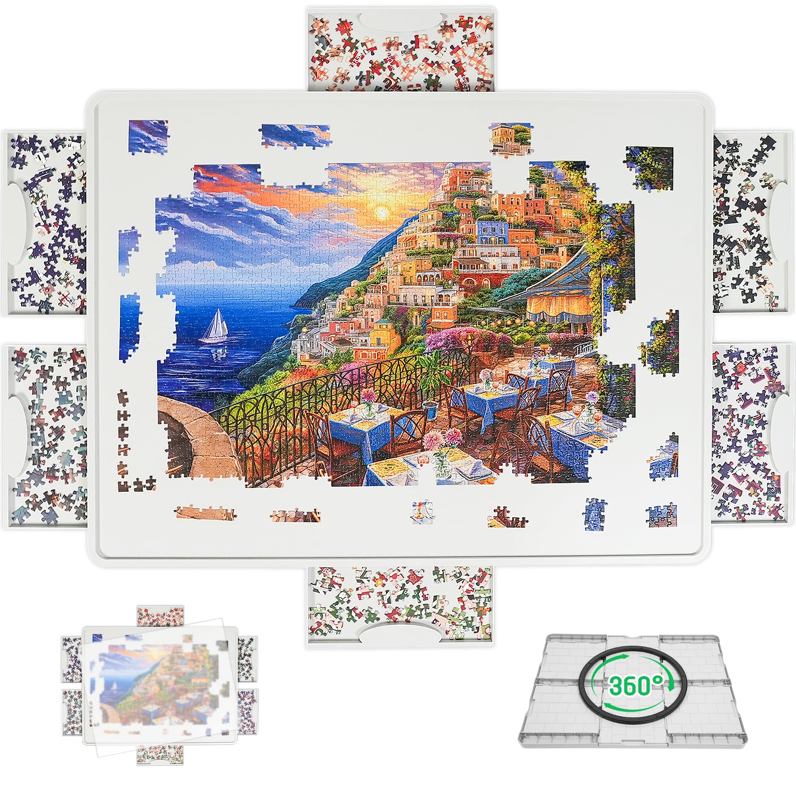 BuilderButler 360° rotation puzzle board for smooth assembly and reduced strain.