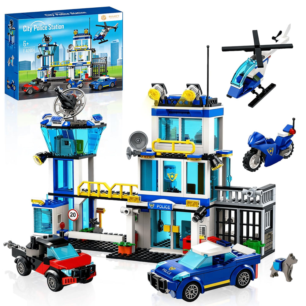 Buildify city police station with light, a striking display and imaginative play centerpiece.