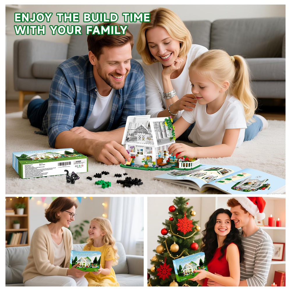 Buildify Flower House assembly parts organized for easy, mess-free building.