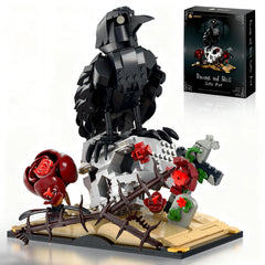 Buildify Gothic Raven Skull Art Building Set centerpiece for dramatic home decor.