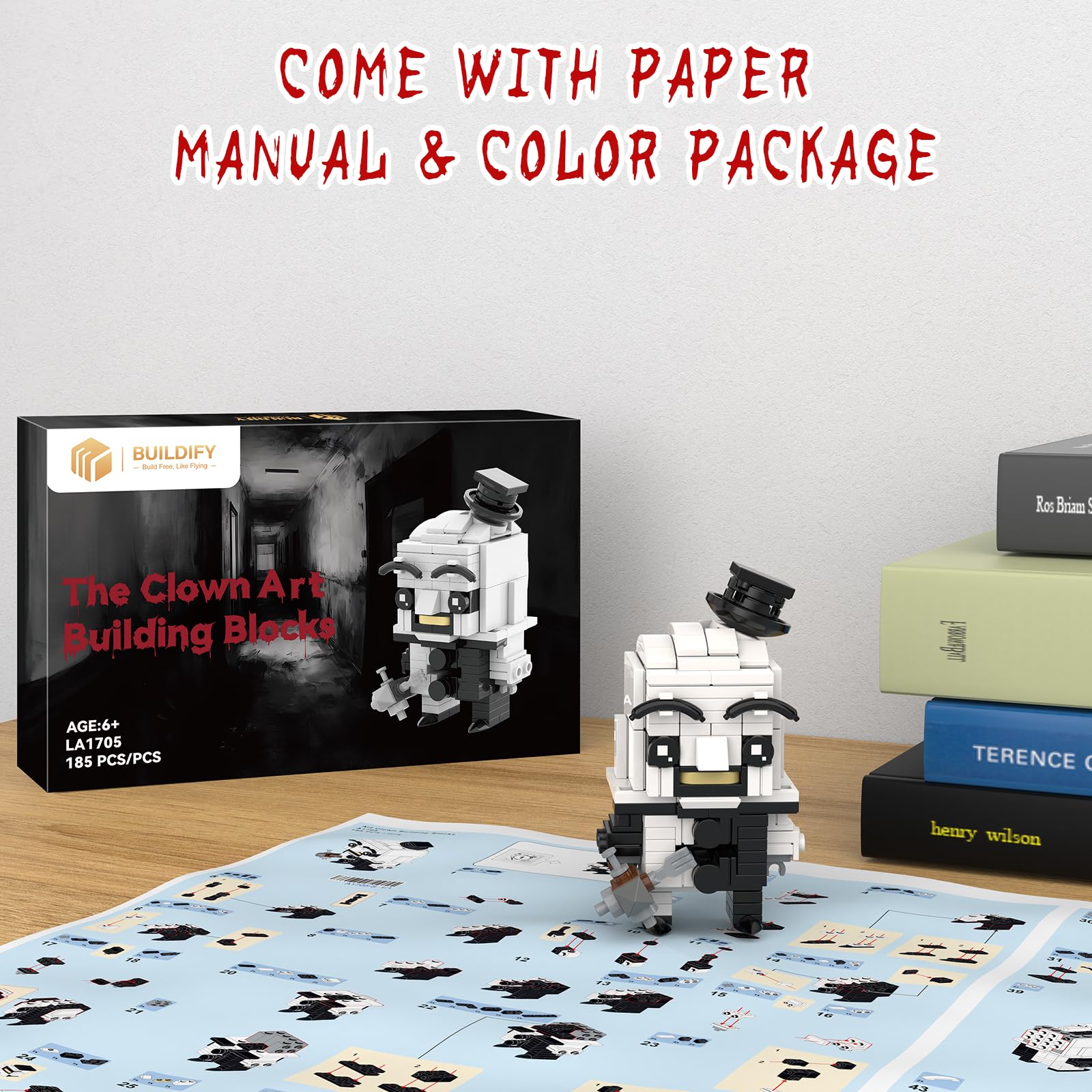 BUILDIFY horror clown action figure pieces ideal for display and hands-on hobby building.