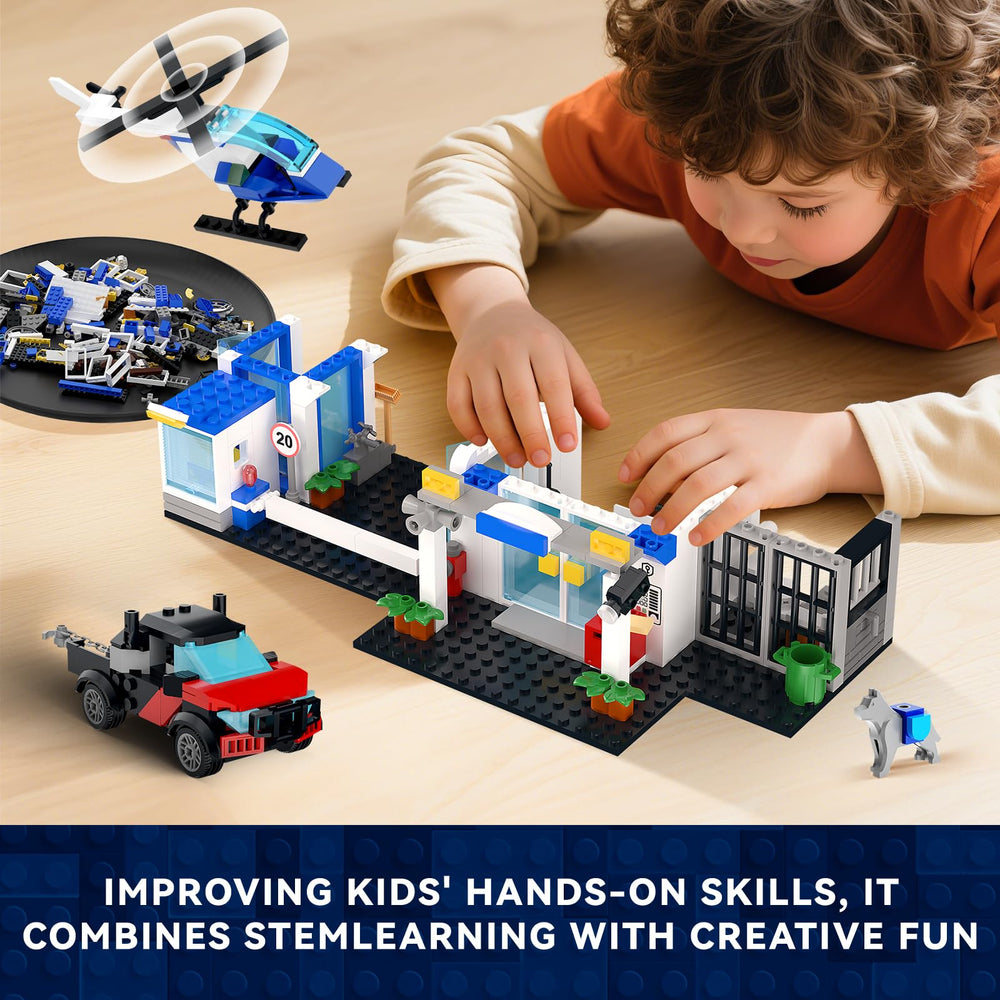 Buildify police dog toy adds a companion role in pretend policing.