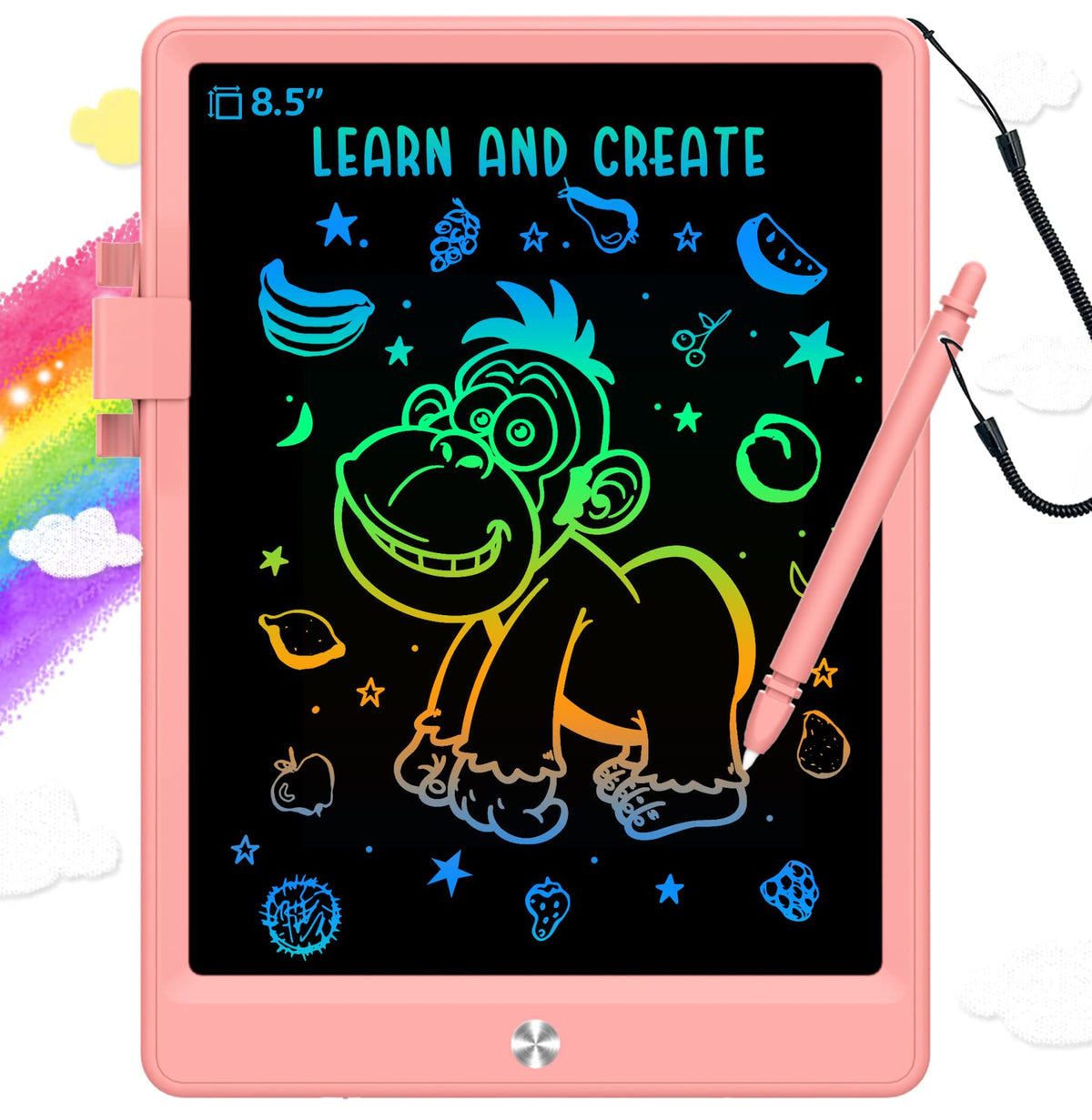 BUKEBU LCD writing tablet 8.5 front view, portable doodle board for kids