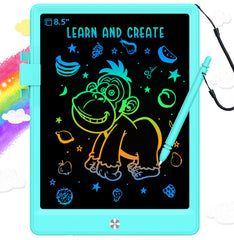 BUKEBU 8.5-inch doodle tablet front view in blue, compact and kid-friendly for travel.