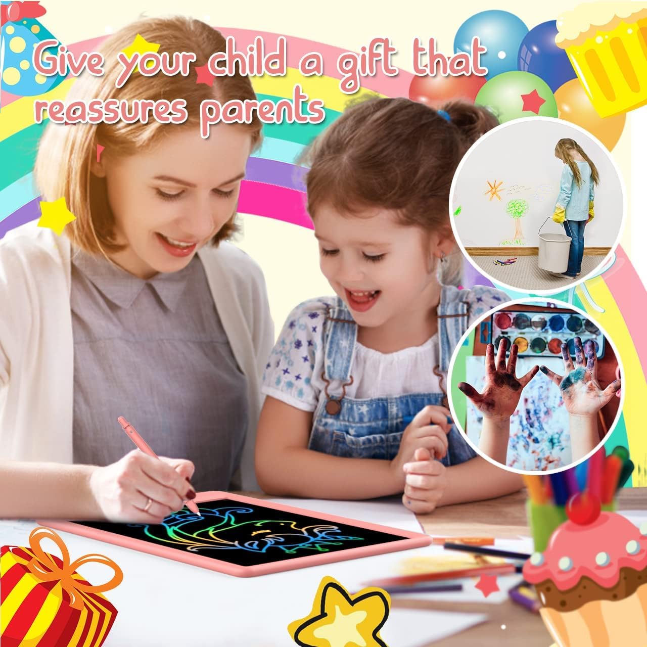 BUKEBU travel-friendly doodle board for kids aged 3–8.