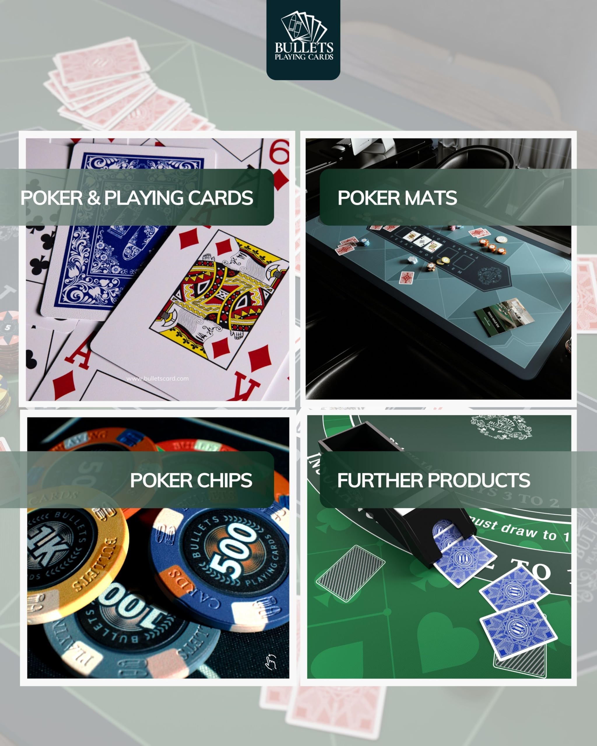 Bullets Playing Cards casino-inspired design, travel-friendly for camping trips.