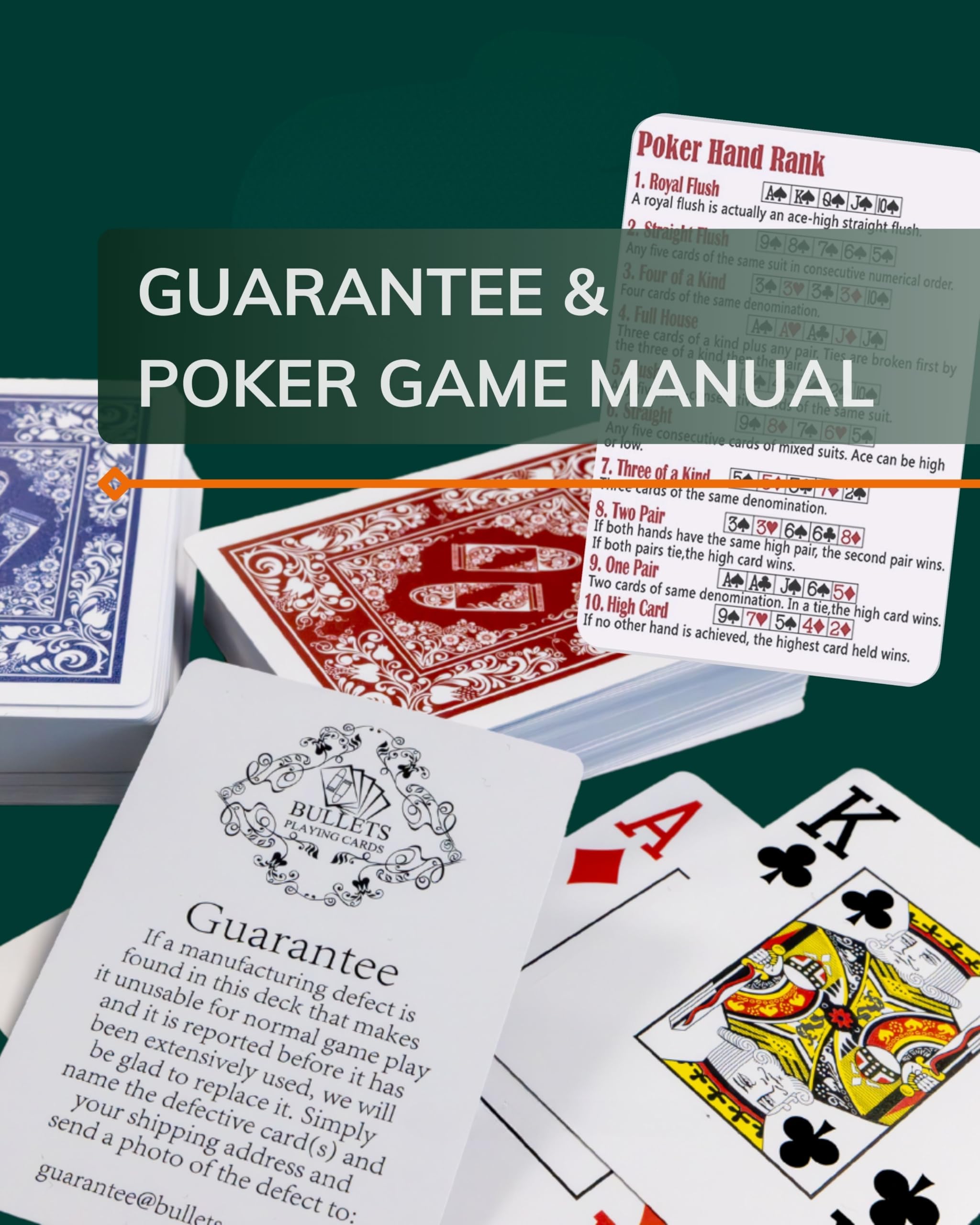 Bullets Playing Cards double-deck set provides a spare deck for games.