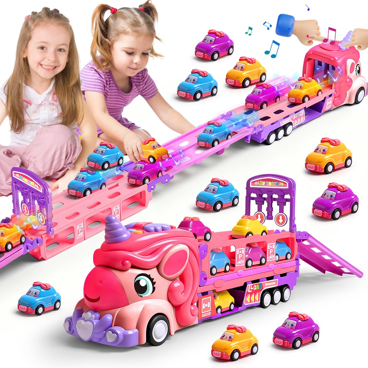 Bulucoben Unicorn Car with foldable track for compact, engaging playtime.