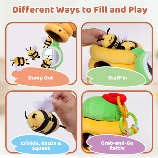 BUMBELIN sensory bees rattle set fosters sound and touch exploration.