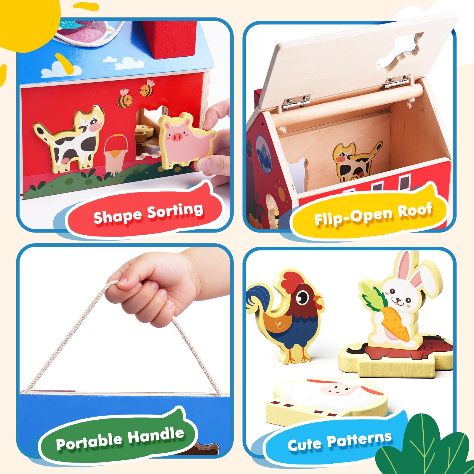 Twelve-piece set featuring familiar farm animals for imaginative storytelling adventures.