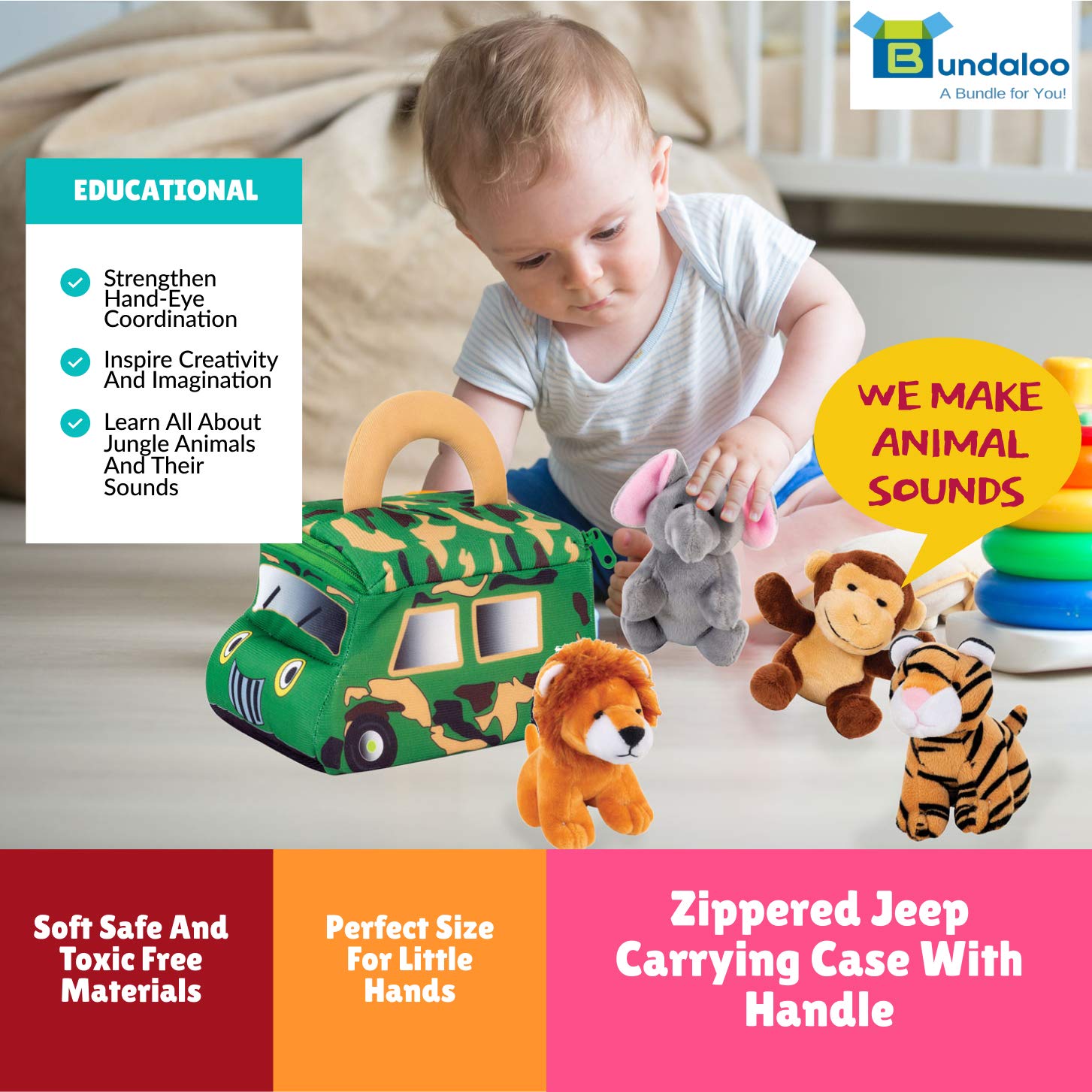 Bundaloo plush monkey-sound encourages fine motor play and exploration