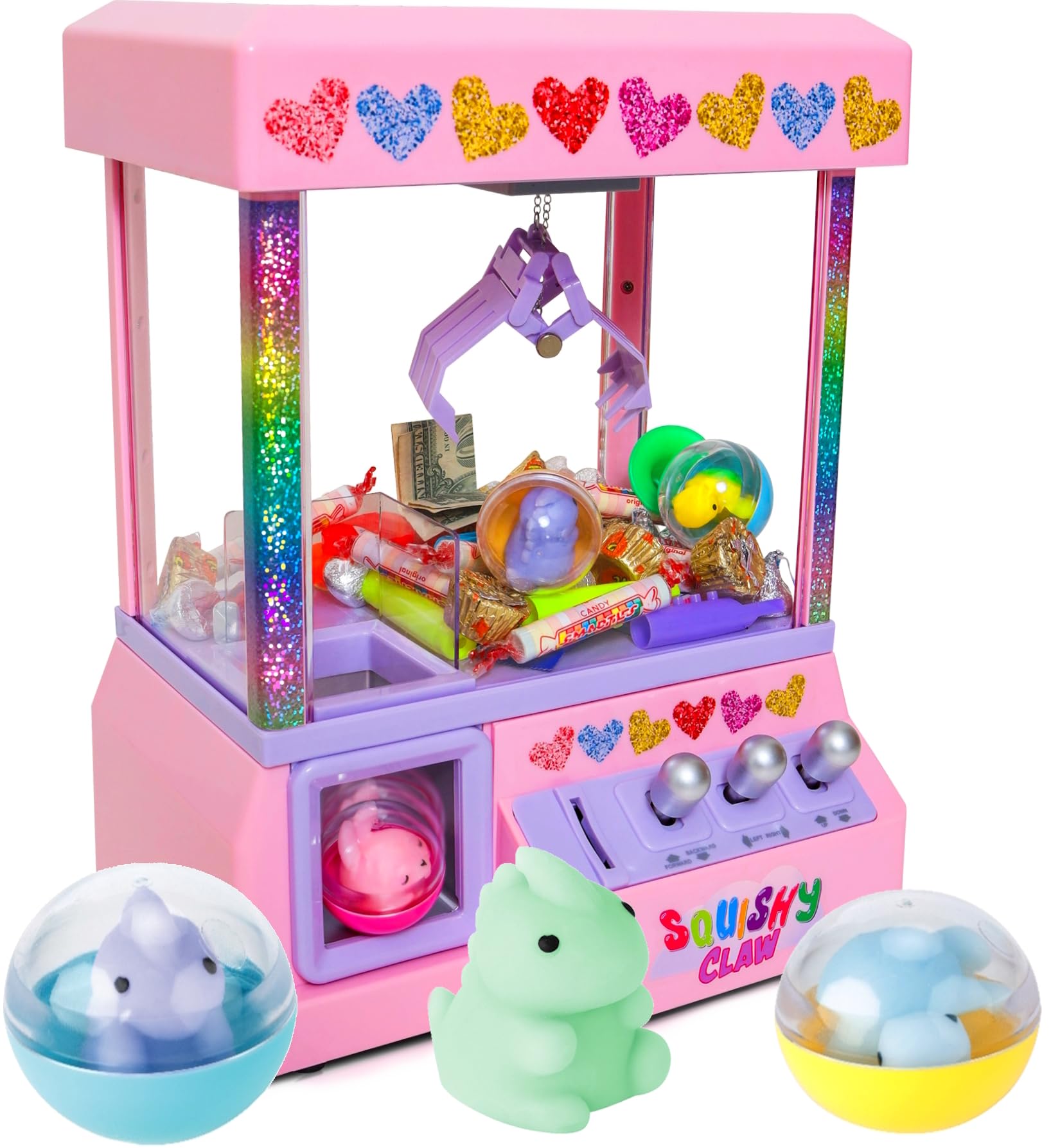 Bundaloo Squishy Claw Machine pink design with hearts, ideal party centerpiece