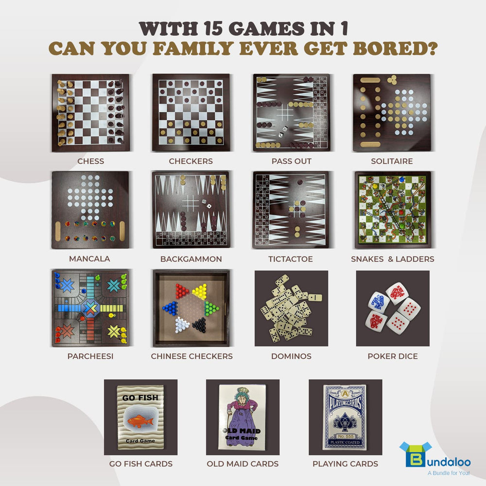 Bundaloo bottom drawer stores all game pieces securely.