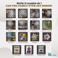 Bundaloo bottom drawer stores all game pieces securely.