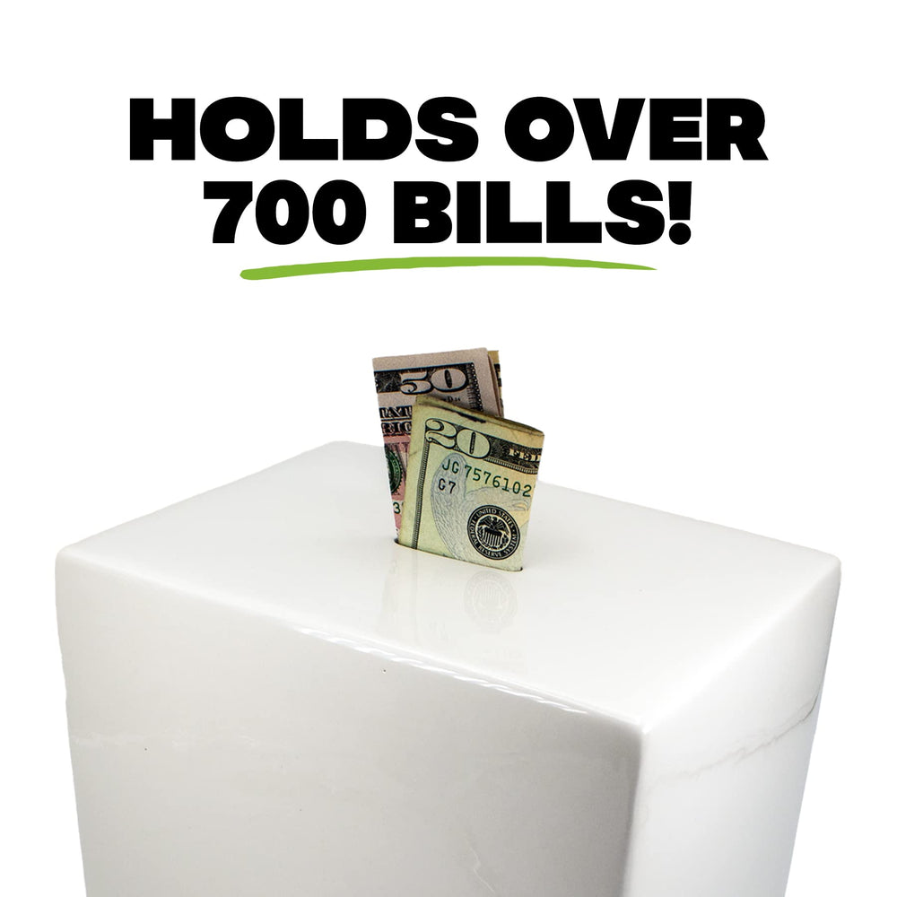 BundleBee piggy bank holding over 700 bills for bigger goals