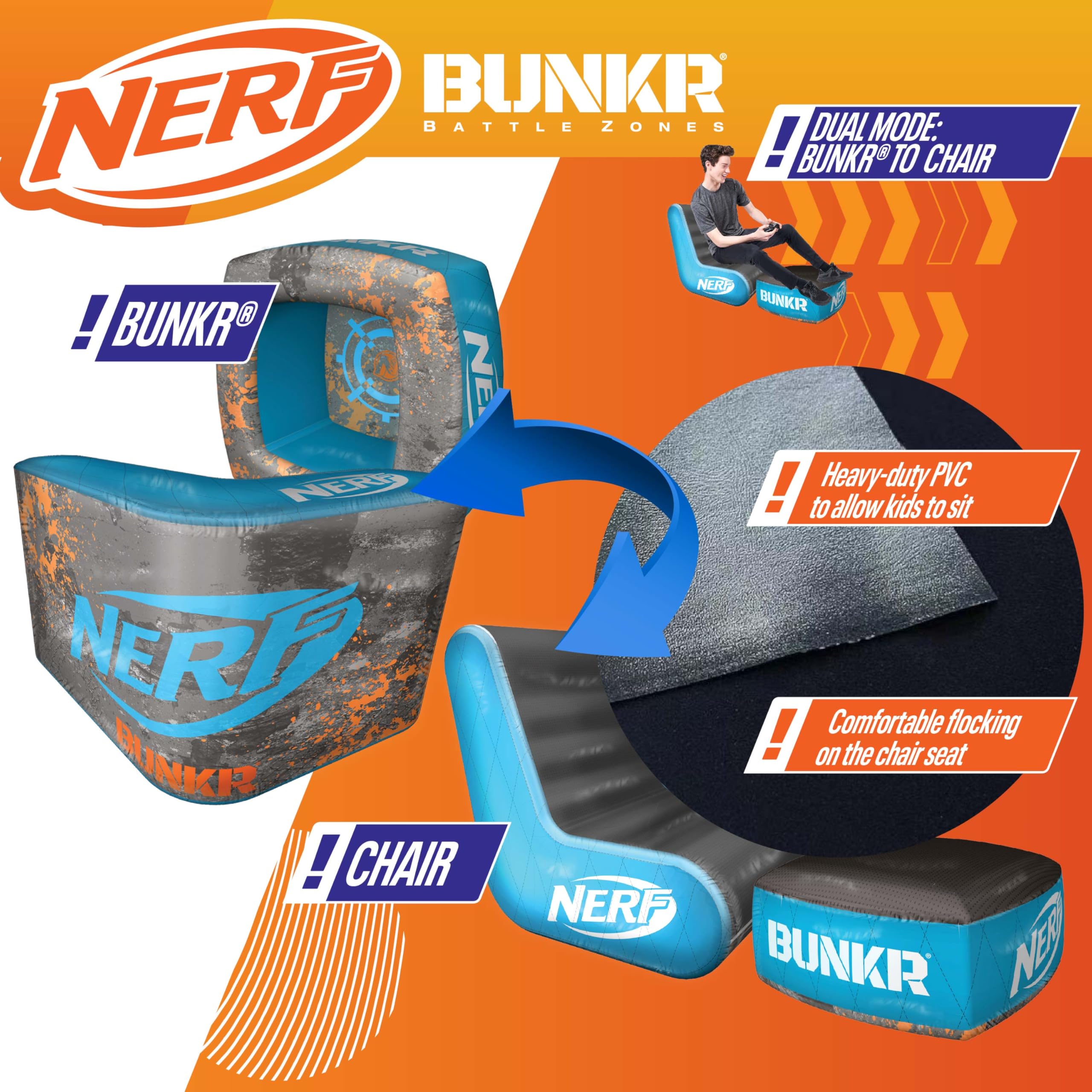 BUNKR bunker cover with target for immersive Nerf battles.